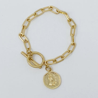 Zodiac Charm Bracelet – Gold Chain Astrology Gift ✨