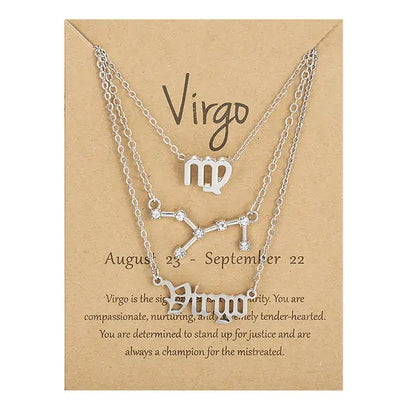 Zodiac Sign Necklace – 12 Astrology Pendants with Card ✨