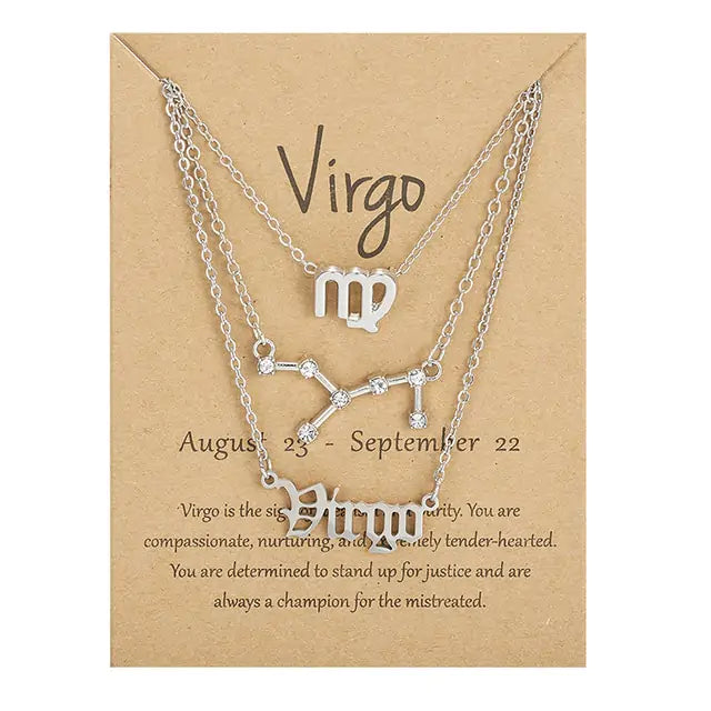 Zodiac Sign Necklace – 12 Astrology Pendants with Card ✨