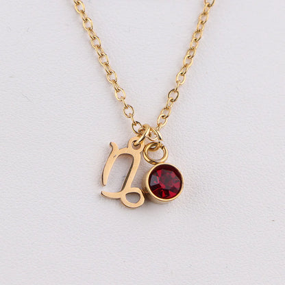 Zodiac Birthstone Necklace – Gold Astrology Gift ✨
