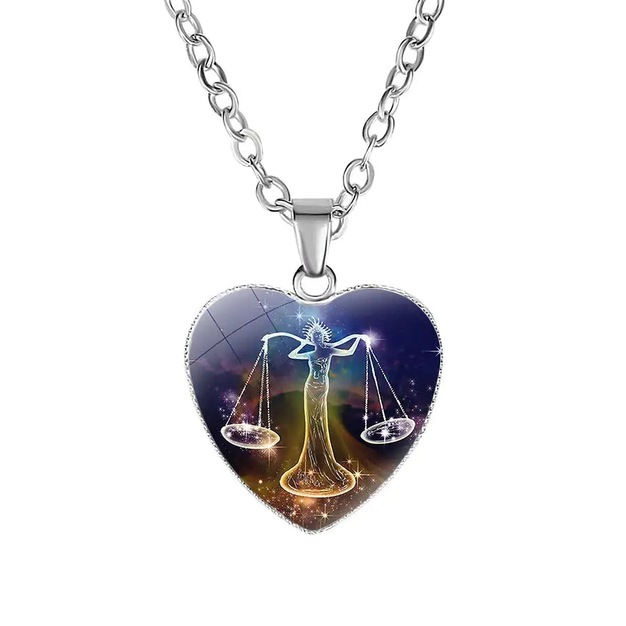 Zodiac Heart Pendant Necklace – Romantic Gift for Her ♡