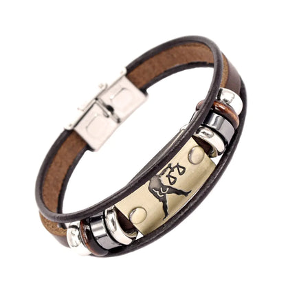 Zodiac Leather Bracelet – Adjustable Astrology Sign Gift