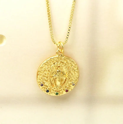 Zodiac Coin Pendant Necklace – Gold Disk Astrology Jewelry ✨