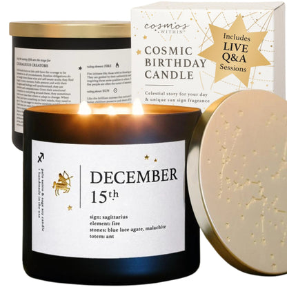Sagittarius Zodiac Candle – December 15 Affirmation Gift 🎯
