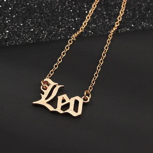 Old English Zodiac Necklace – Gold Sign Pendant Trend 💛