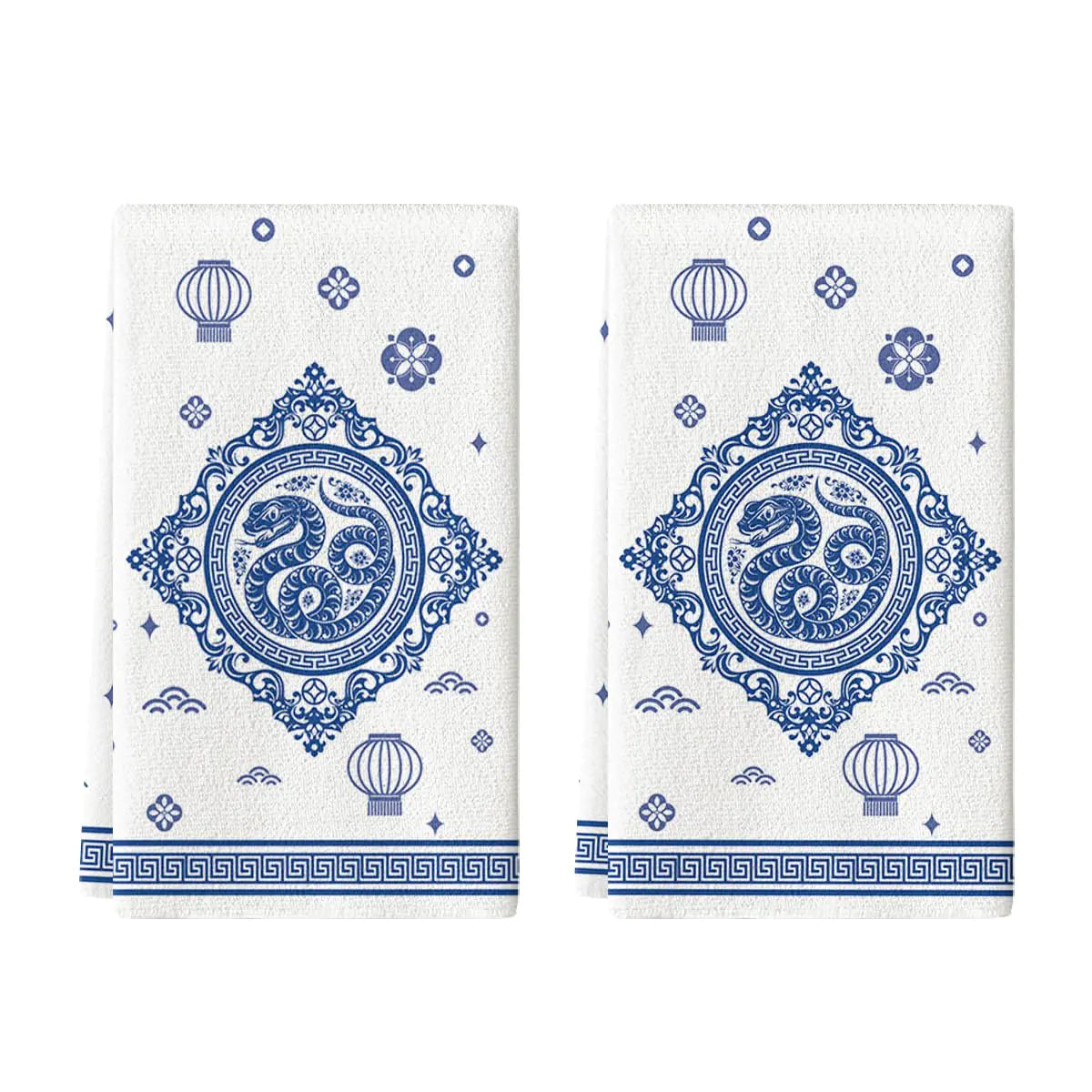 Zodiac Snake Kitchen Towels – Lunar New Year Set of 2