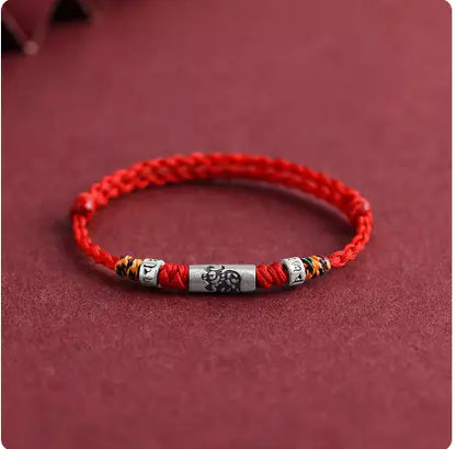 Pure Silver Zodiac Red Rope Bracelet – 925 Silver Charm