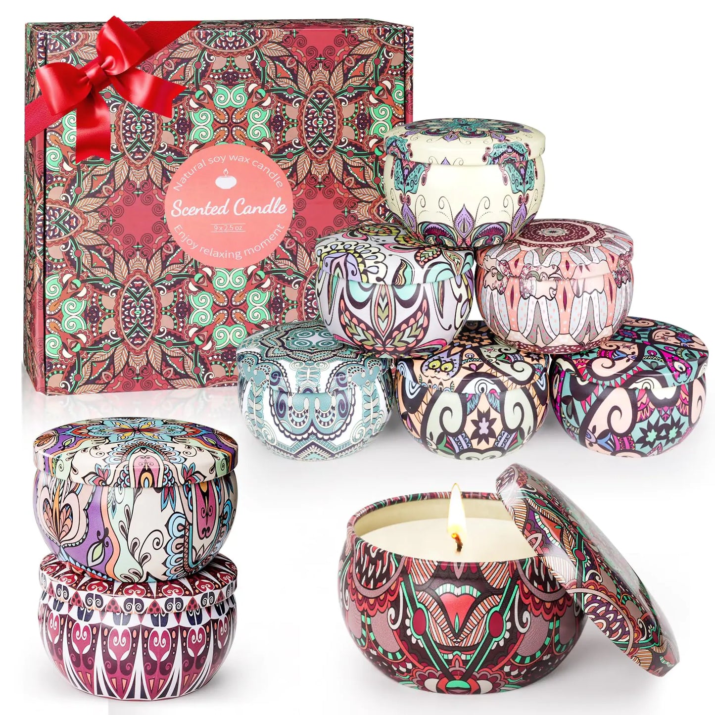 Aromatherapy Soy Candle Set – 9 Healing Scents Gift 🎁