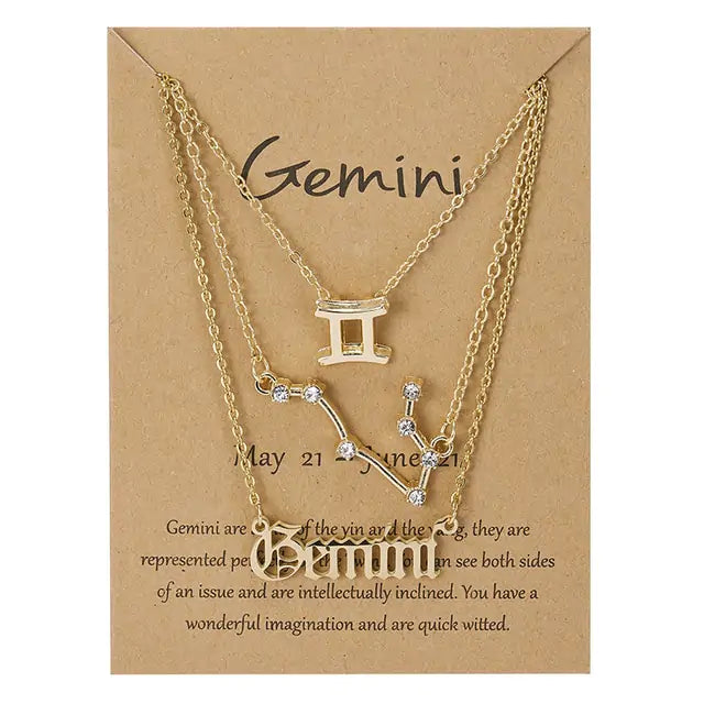 Zodiac Sign Necklace – 12 Astrology Pendants with Card ✨