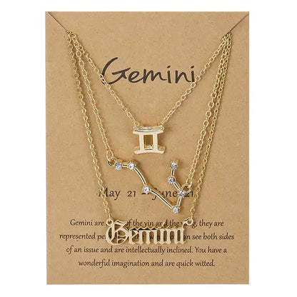 Zodiac Sign Necklace – 12 Astrology Pendants with Card ✨