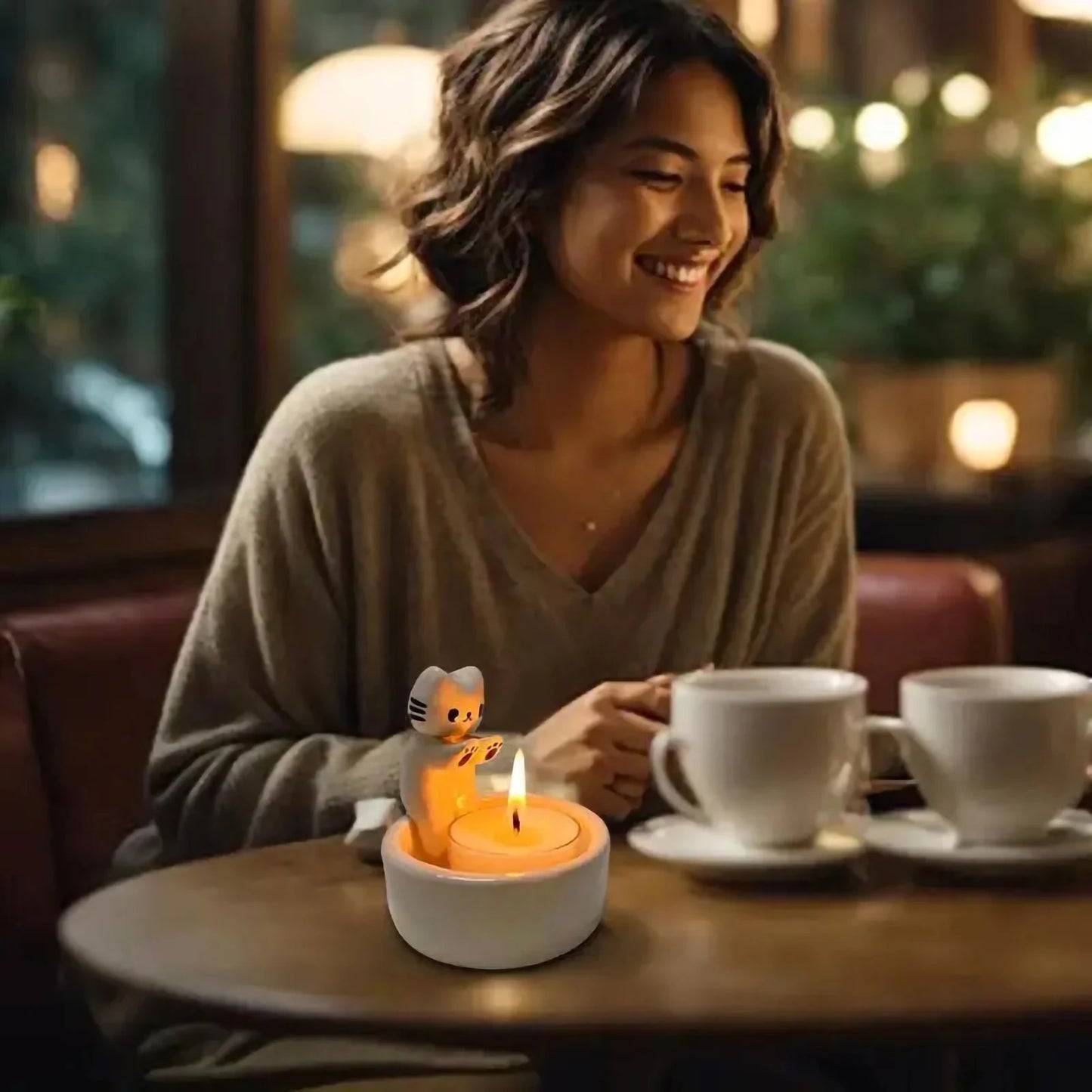 Kitten Candle Holder – Cute Aromatherapy Cat Decor 🕯️