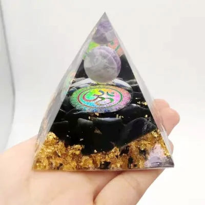 Tree of Life Orgonite Pyramid – Amethyst & Peridot Power
