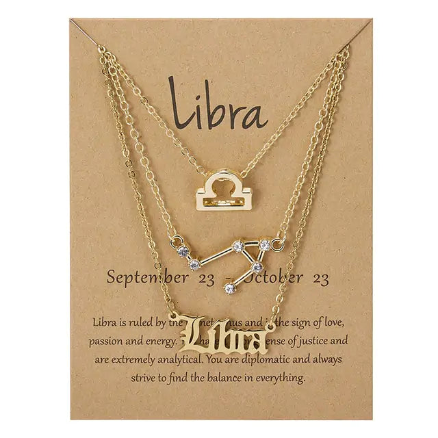 Zodiac Sign Necklace – 12 Astrology Pendants with Card ✨