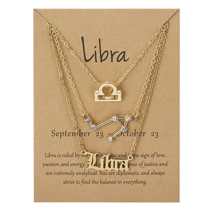 Zodiac Sign Necklace – 12 Astrology Pendants with Card ✨