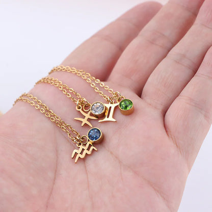 Zodiac Birthstone Necklace – Gold Astrology Gift ✨