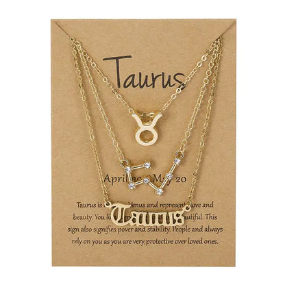 Zodiac Sign Necklace – 12 Astrology Pendants with Card ✨
