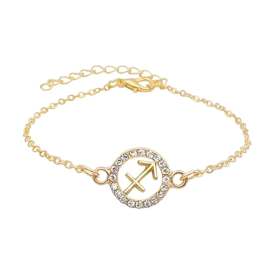 Sagittarius Zodiac Bracelet – Gold Crystal Charm Gift ♐