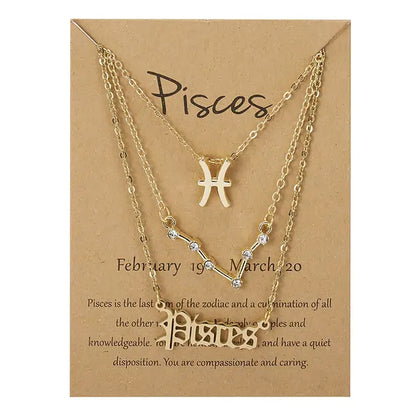 Zodiac Sign Necklace – 12 Astrology Pendants with Card ✨
