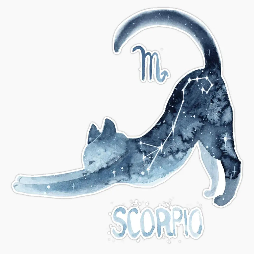 Scorpio Cat Zodiac Sticker – 5" Vinyl Waterproof Decal ♏