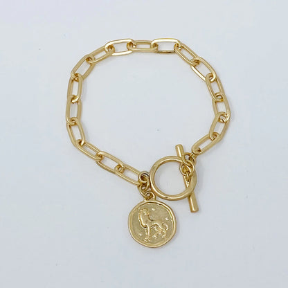 Zodiac Charm Bracelet – Gold Chain Astrology Gift ✨