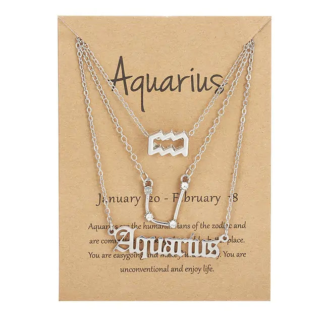 Zodiac Sign Necklace – 12 Astrology Pendants with Card ✨