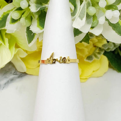Scripted Zodiac Ring – Adjustable 18K Gold Astrology Band ♍