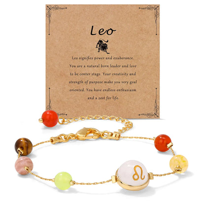 Leo Zodiac Gold Bracelet – Healing Gemstone Gift ✨