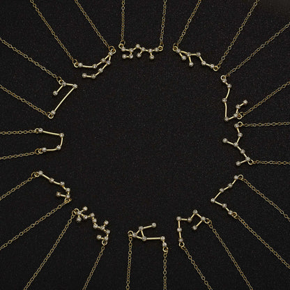 Zodiac Sign Necklace – 12 Astrology Pendants with Card ✨