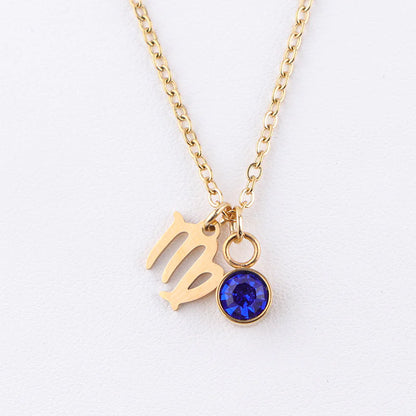 Zodiac Birthstone Necklace – Gold Astrology Gift ✨