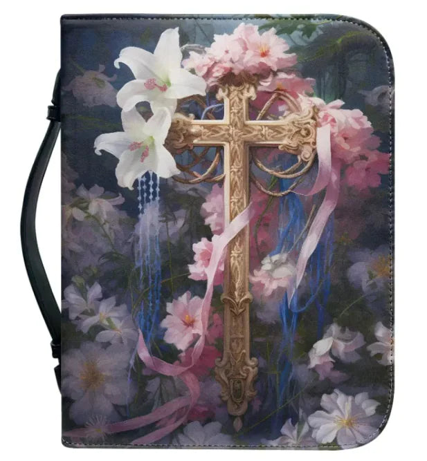 Spiritual Book Protection Bag – Cross & Sunflower Design