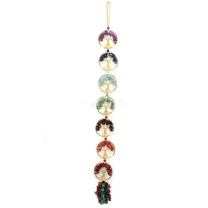 Colorful Natural Crystal Chakra Tree Pendant – Energy Healing