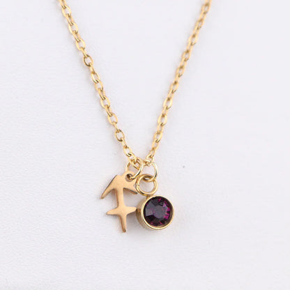 Zodiac Birthstone Necklace – Gold Astrology Gift ✨