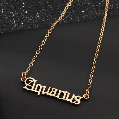 Old English Zodiac Necklace – Gold Sign Pendant Trend 💛