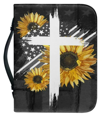 Spiritual Book Protection Bag – Cross & Sunflower Design
