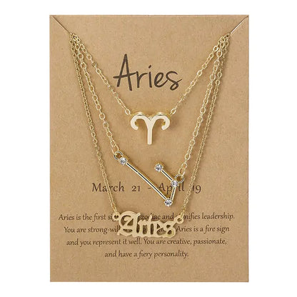 Zodiac Sign Necklace – 12 Astrology Pendants with Card ✨