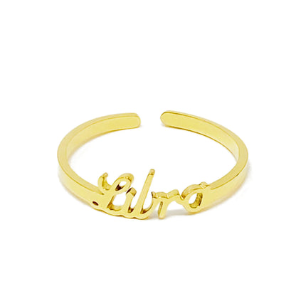 Scripted Zodiac Ring – Adjustable 18K Gold Astrology Band ♍
