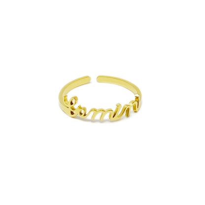 Scripted Zodiac Ring – Adjustable 18K Gold Astrology Band ♍