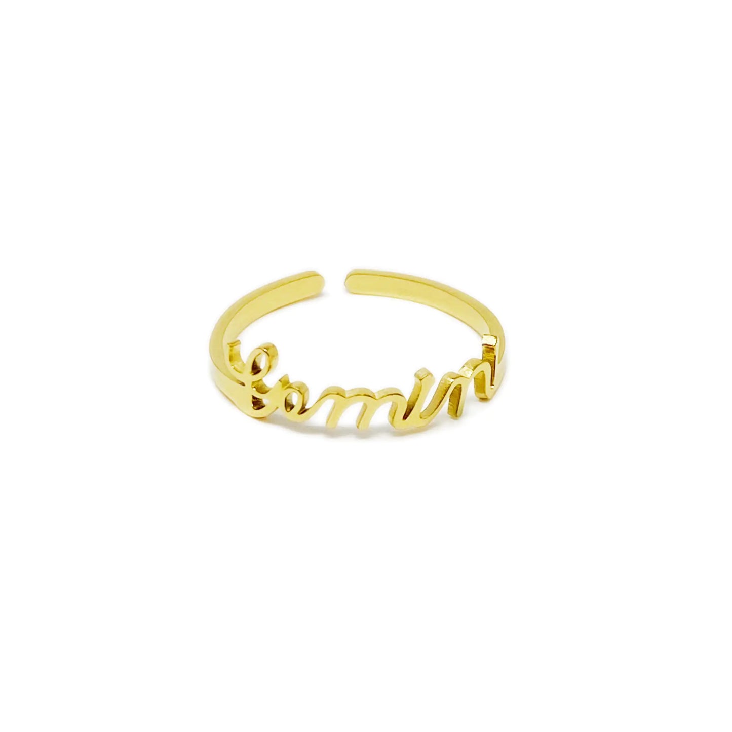 Scripted Zodiac Ring – Adjustable 18K Gold Astrology Band ♍