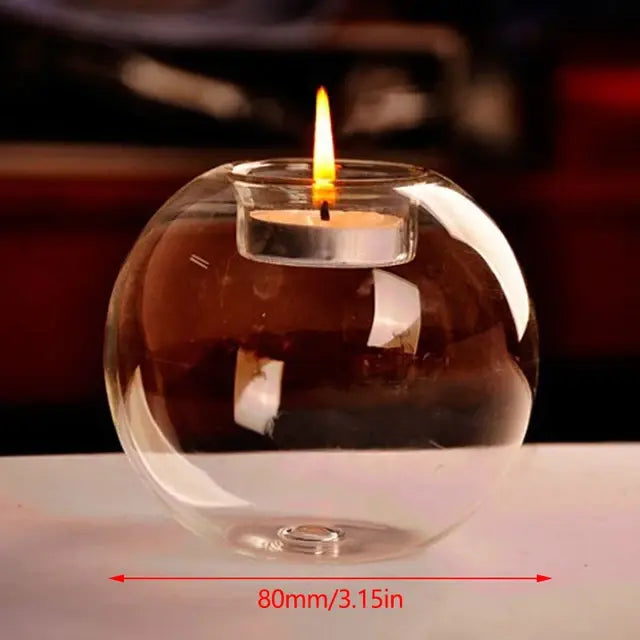 Transparent Glass Candle Holder – Elegant Home Decor 🫧