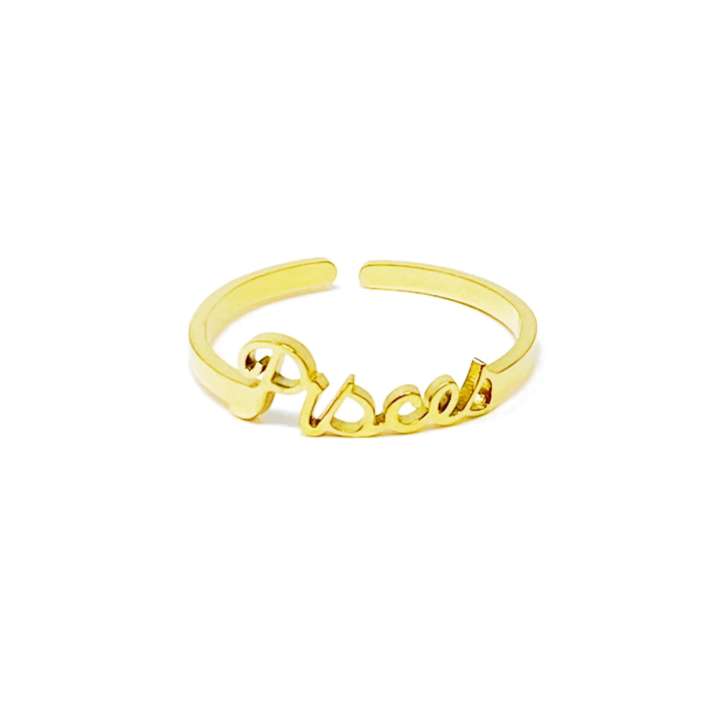 Scripted Zodiac Ring – Adjustable 18K Gold Astrology Band ♍
