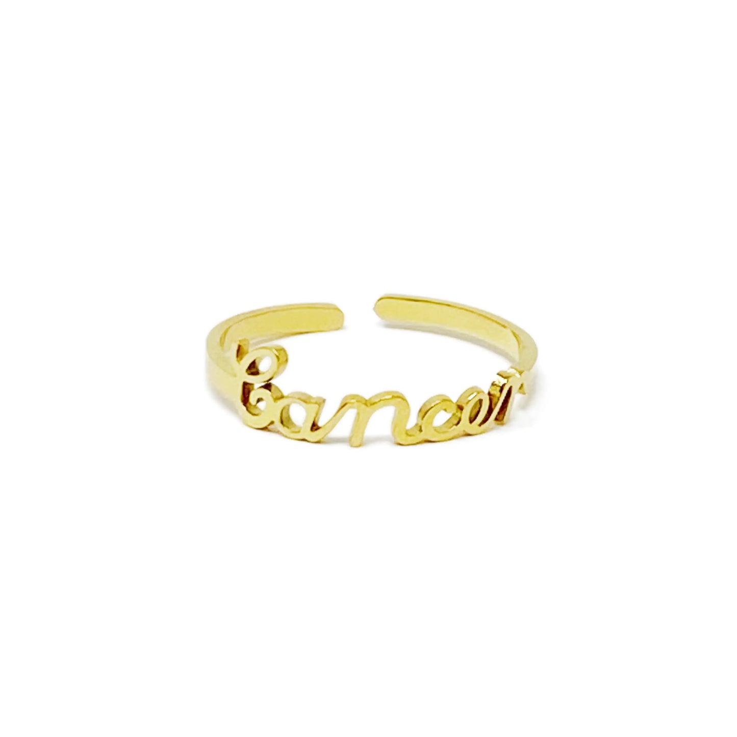 Scripted Zodiac Ring – Adjustable 18K Gold Astrology Band ♍