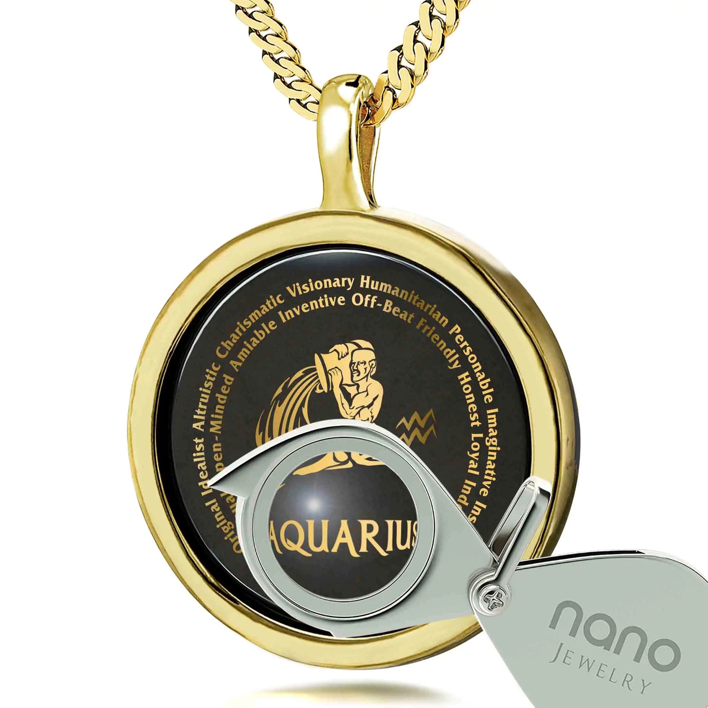 Aquarius Gold Zodiac Necklace – Astrology Gift for Her ✨