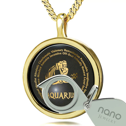 Aquarius Gold Zodiac Necklace – Astrology Gift for Her ✨