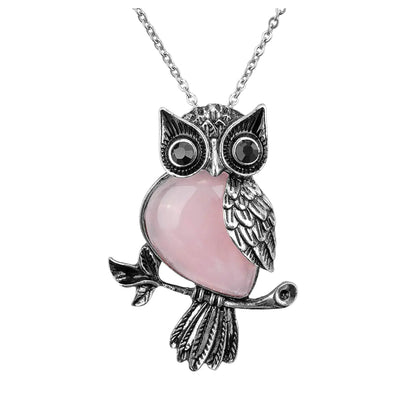 Owl Rose Quartz Necklace – Healing Jewelry for All Zodiac Signs