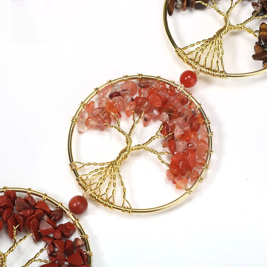 Colorful Natural Crystal Chakra Tree Pendant – Energy Healing