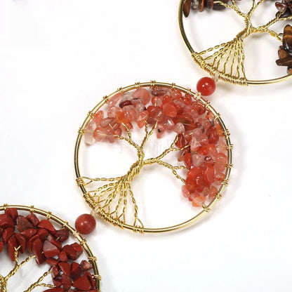 Colorful Natural Crystal Chakra Tree Pendant – Energy Healing