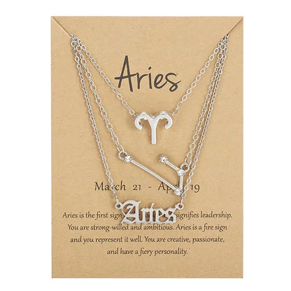 Zodiac Sign Necklace – 12 Astrology Pendants with Card ✨