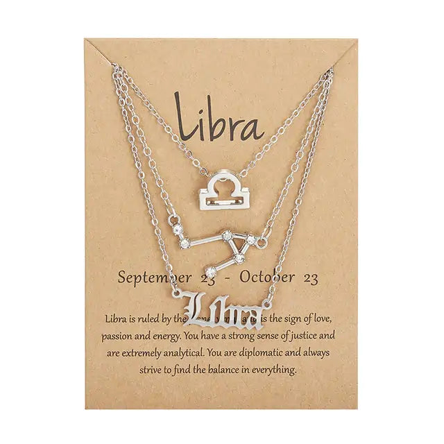Zodiac Sign Necklace – 12 Astrology Pendants with Card ✨