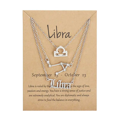 Zodiac Sign Necklace – 12 Astrology Pendants with Card ✨