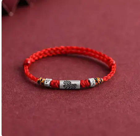 Pure Silver Zodiac Red Rope Bracelet – 925 Silver Charm